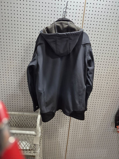 Charcoal, orange stripe CB Jacket w/Removable Hood, zipper/velcro, L