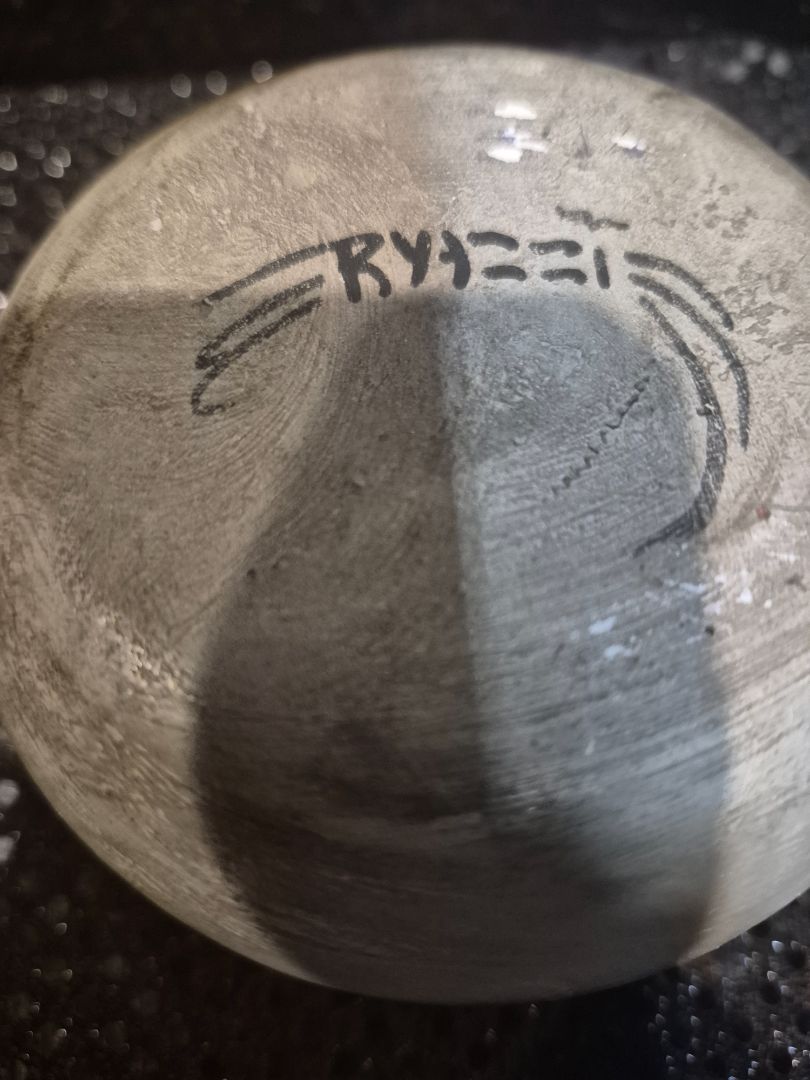 Signed R Yazzie Southwest Navajo Black on White Matte Jar, 4.5" × 3"