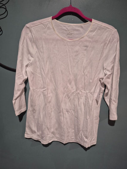 White Christopher & Banks 3/4 Sleeve Cotton Shirt, New w/Tags, M