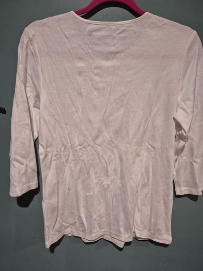 White Christopher & Banks 3/4 Sleeve Cotton Shirt, New w/Tags, M
