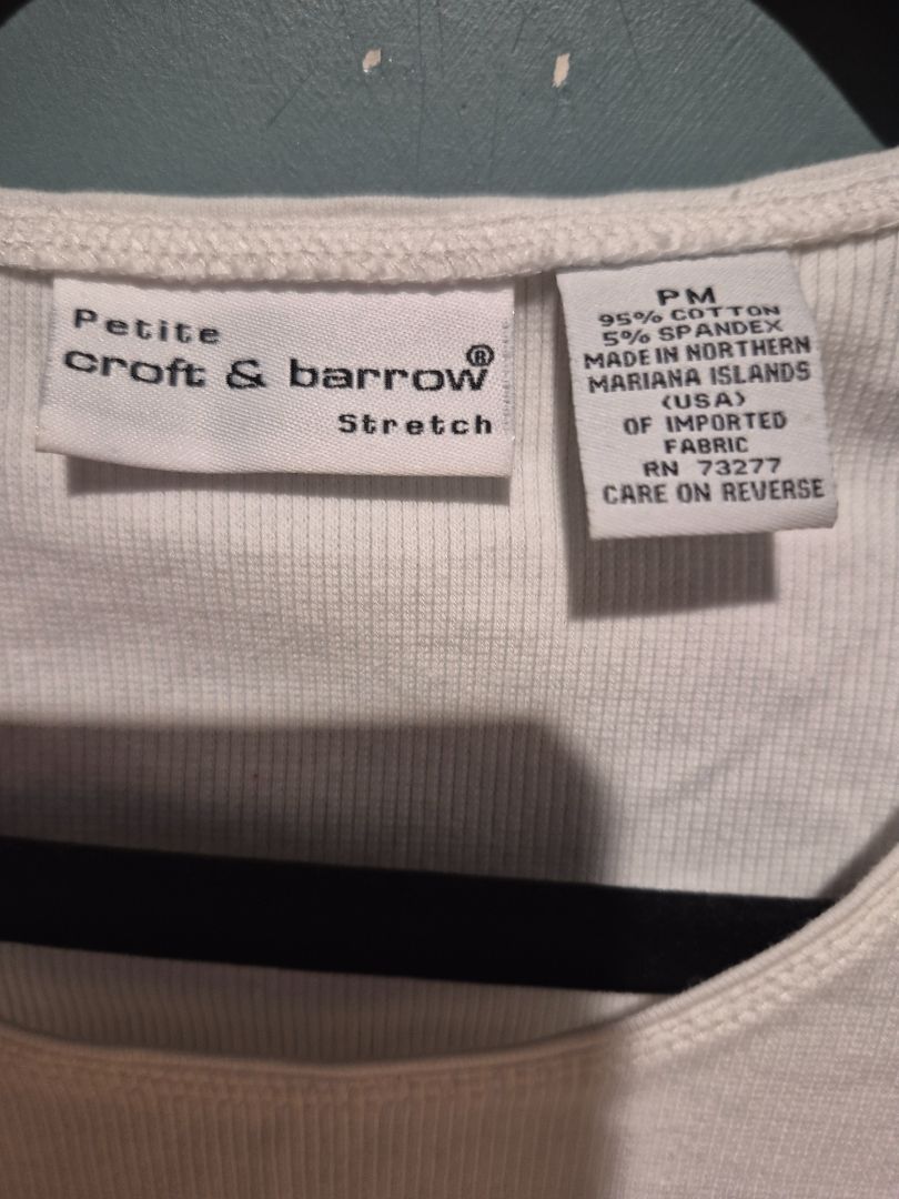 Croft & Barrow White Stretch Knit Top (sz PM)