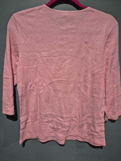 Pink Christopher & Banks 3/4 Sleeve Cotton Shirt, New w/Tags, M