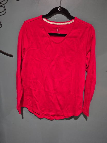 Red Isaac Mizrahi Long Sleeve Cotton Shirt, M