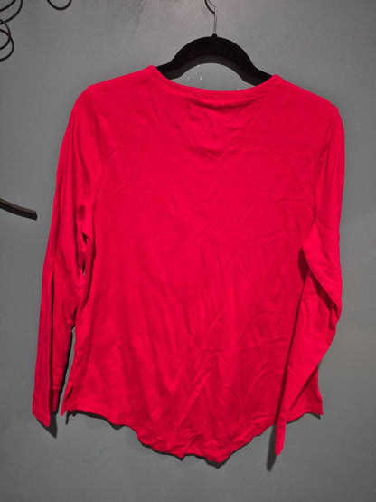 Red Isaac Mizrahi Long Sleeve Cotton Shirt, M