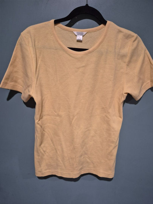 Yellow Christopher & Banks Short Sleeve Ribbed Knit Shirt, New w/Tags, M