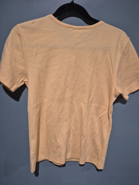 Yellow Christopher & Banks Short Sleeve Ribbed Knit Shirt, New w/Tags, M