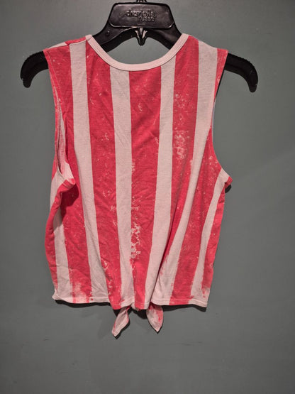 Fifth Sun American Flag Crop Tank Top w/ Front Tie Hem, XL
