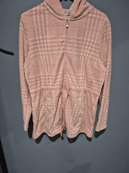 Mauve Liz Claiborne Houndstooth Fleece Jacket, 12