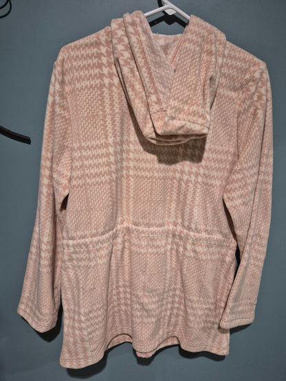 Mauve Liz Claiborne Houndstooth Fleece Jacket, 12