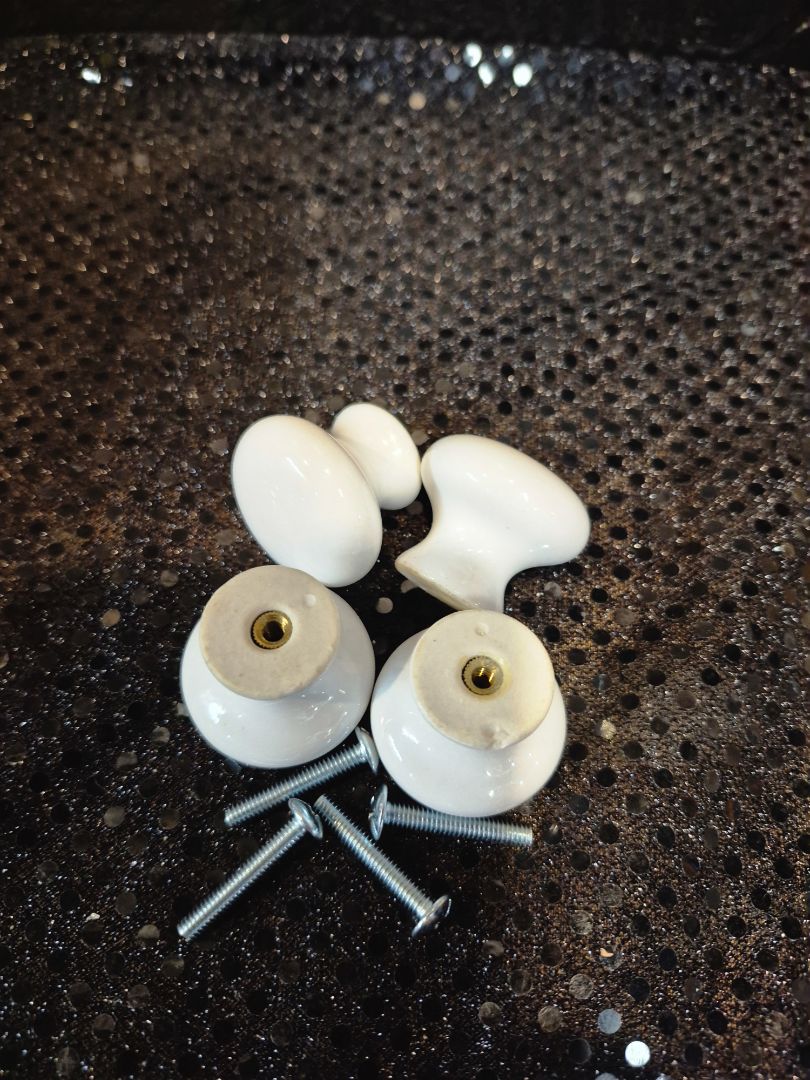 White  Vintage Porcelain Drawer Pulls, Set of 4, 1•3/8"