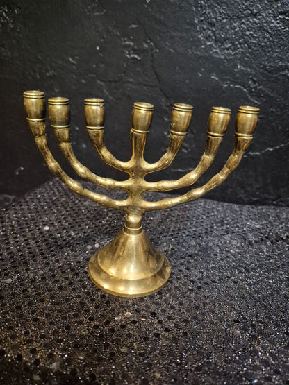 Vintage Brass Menorah, 5.25" × 4.25"