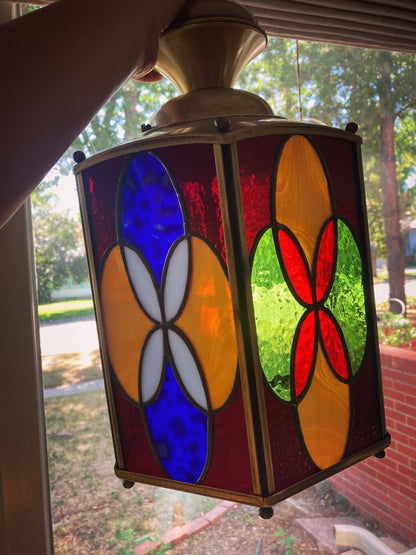 multi  Stained Glass Lamp Moroccan Swag Style