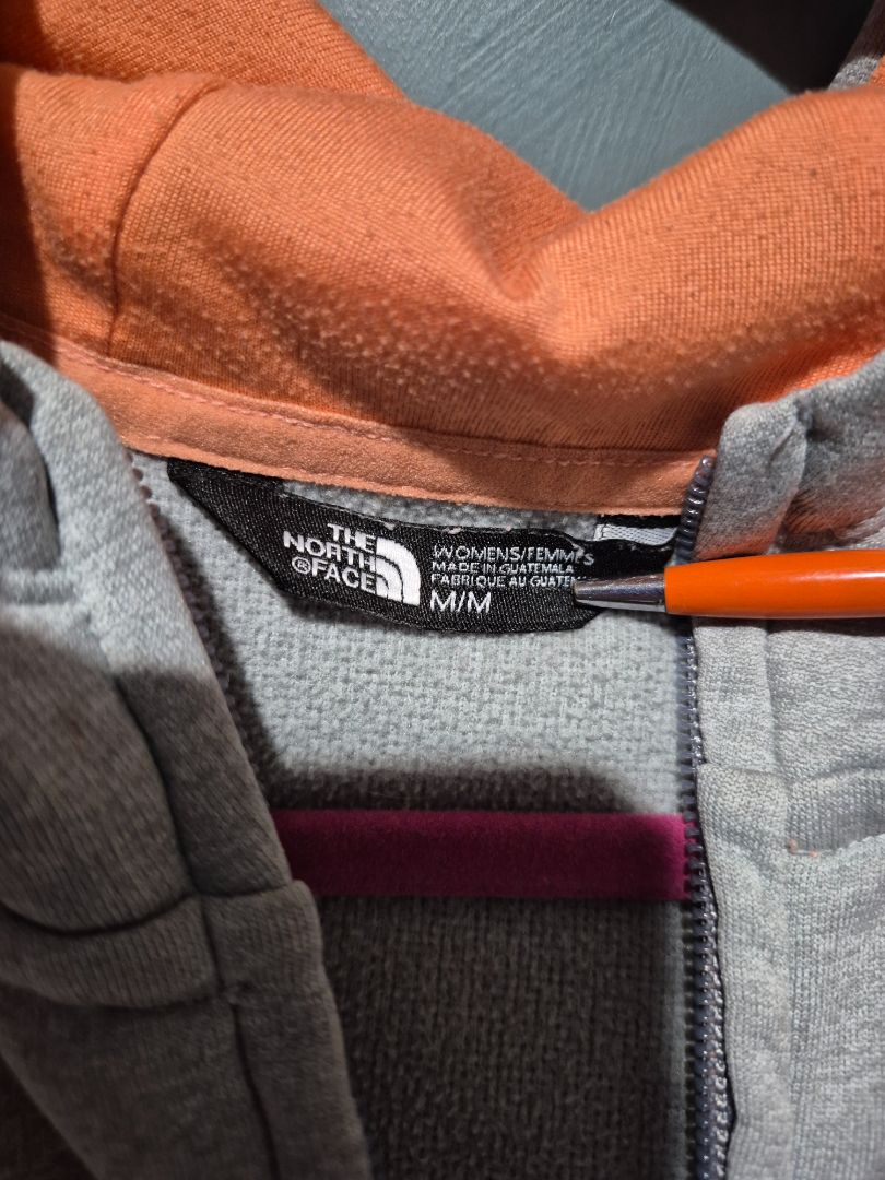 Grey & Peach The North Face Zippered Hoodie Jacket, M
