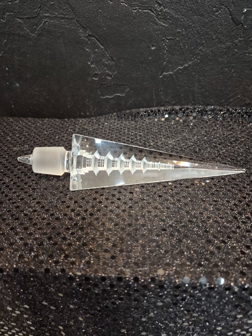 Vintage Crystal Pagoda Perfume Bottle Stopper, 8"