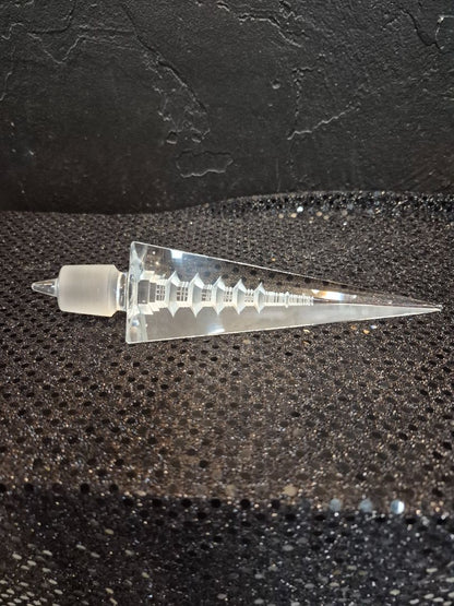 Vintage Crystal Pagoda Perfume Bottle Stopper, 8"