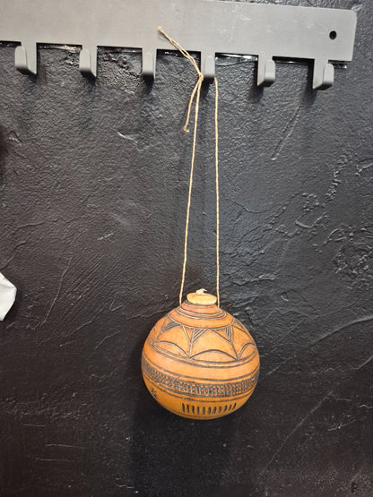 Etched Hanging Gourd, 3.5" × 3"