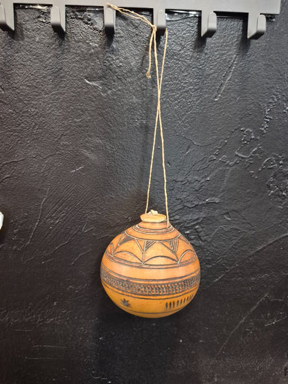 Etched Hanging Gourd, 3.5" × 3"