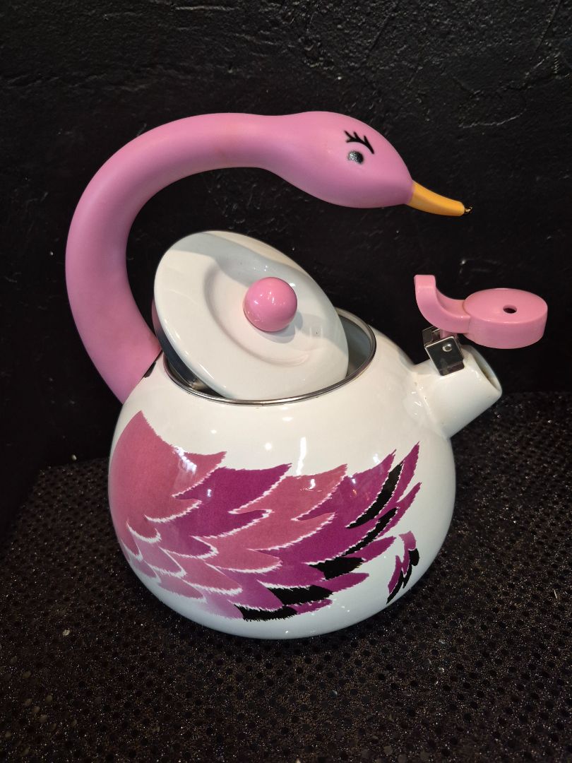 Pink  Flamingo Whistling Tea Kettle, As Is