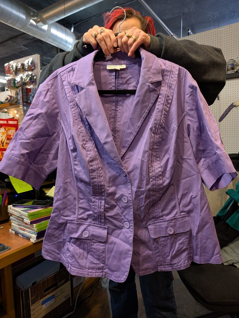Purple Coldwater Creek cotton blazer with 3/4 length sleeves size 20
