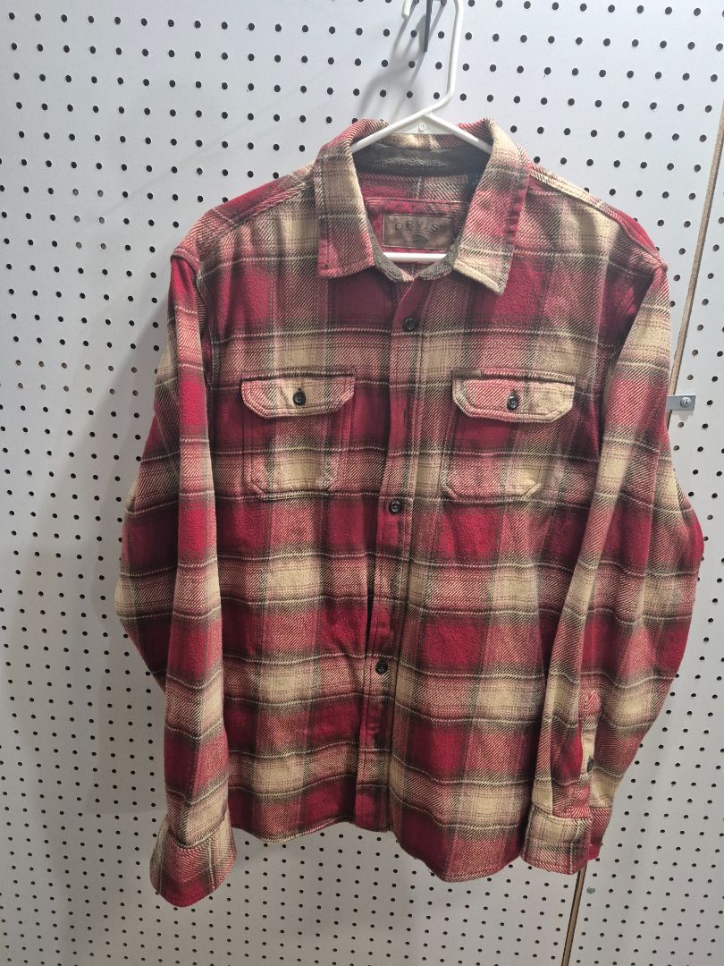 Red Plaid Orvis Long Sleeve Shirt, L/G