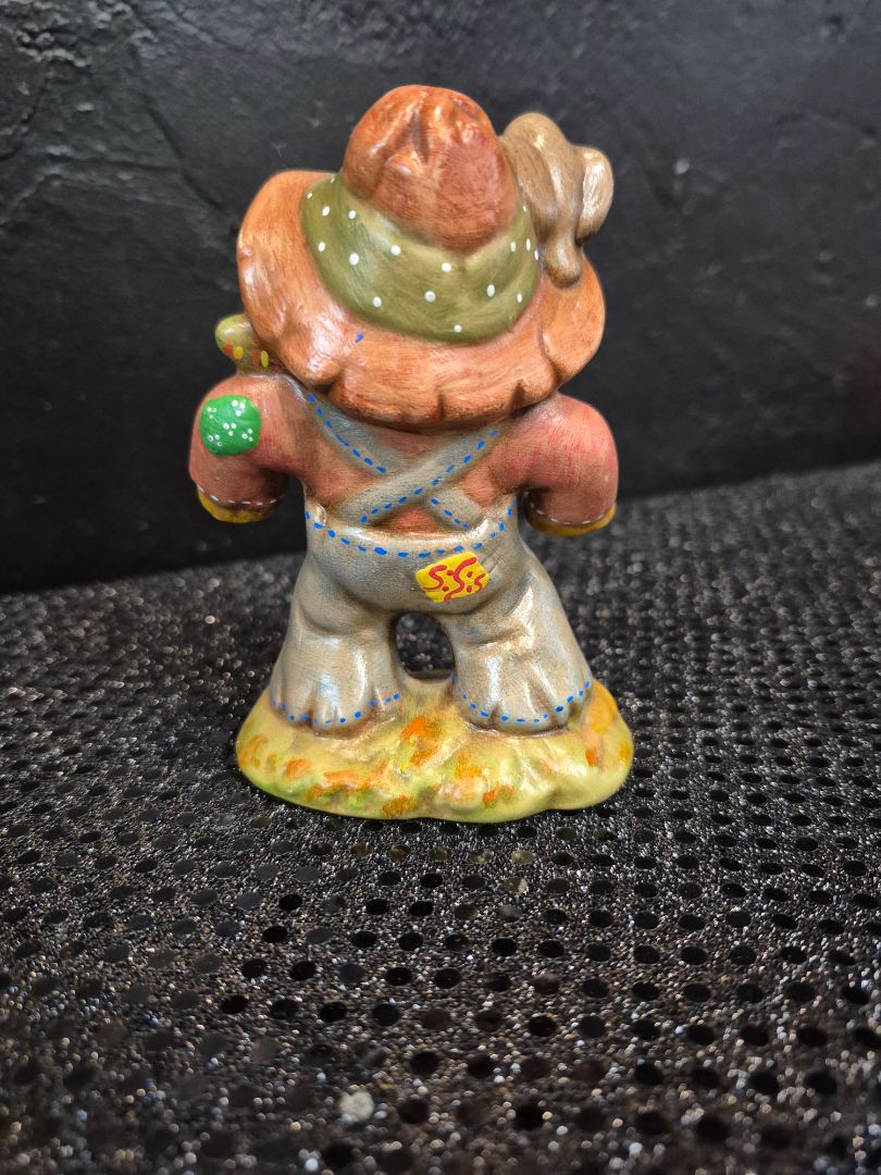 Hand-painted Ceramic Scarecrow Figurine, 3" × 2" × 4"