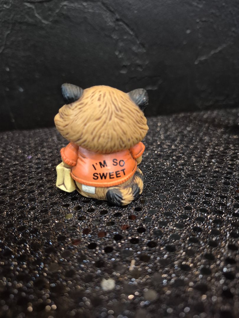 Brown Shirt Tales Halloween Raccoon Trick or Treat Figurine, 2"
