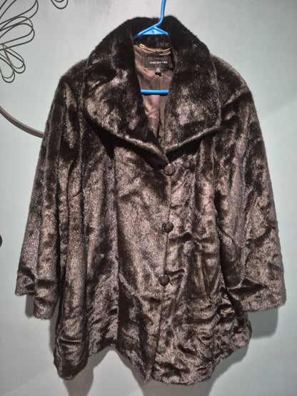 Black Jones New York Faux Fur Coat, 2X