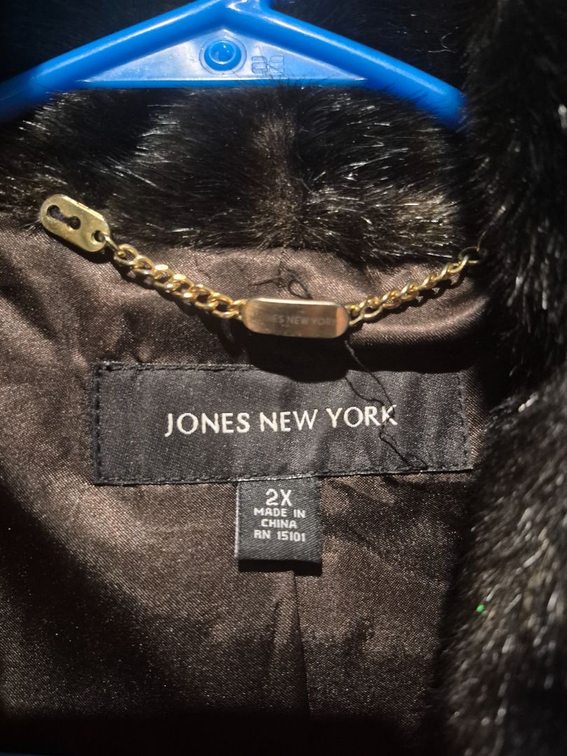 Black Jones New York Faux Fur Coat, 2X