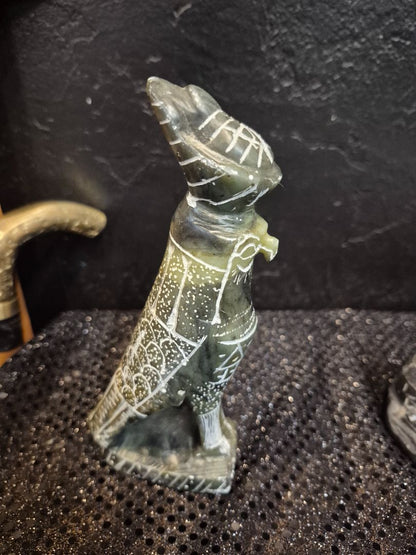 Vintage Hand Carved Stone Egyptian Horus God Bird Statue, 7"