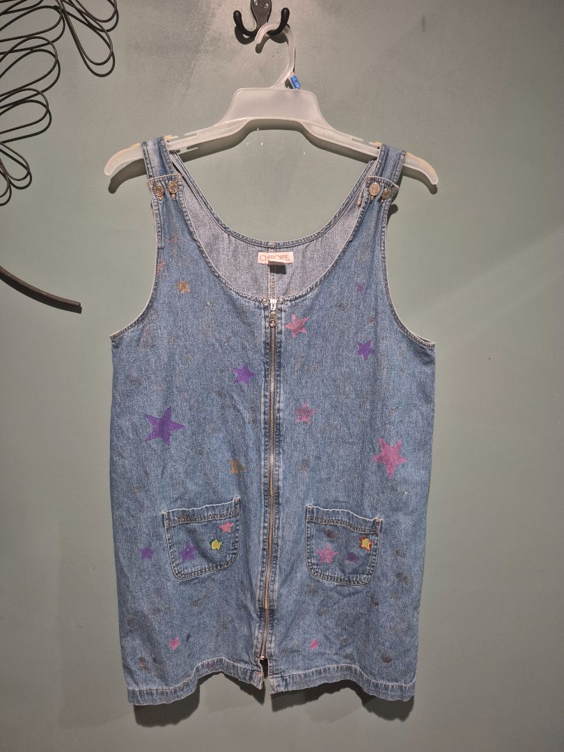 Cherokee Blue Denim Knee Length Dress, L