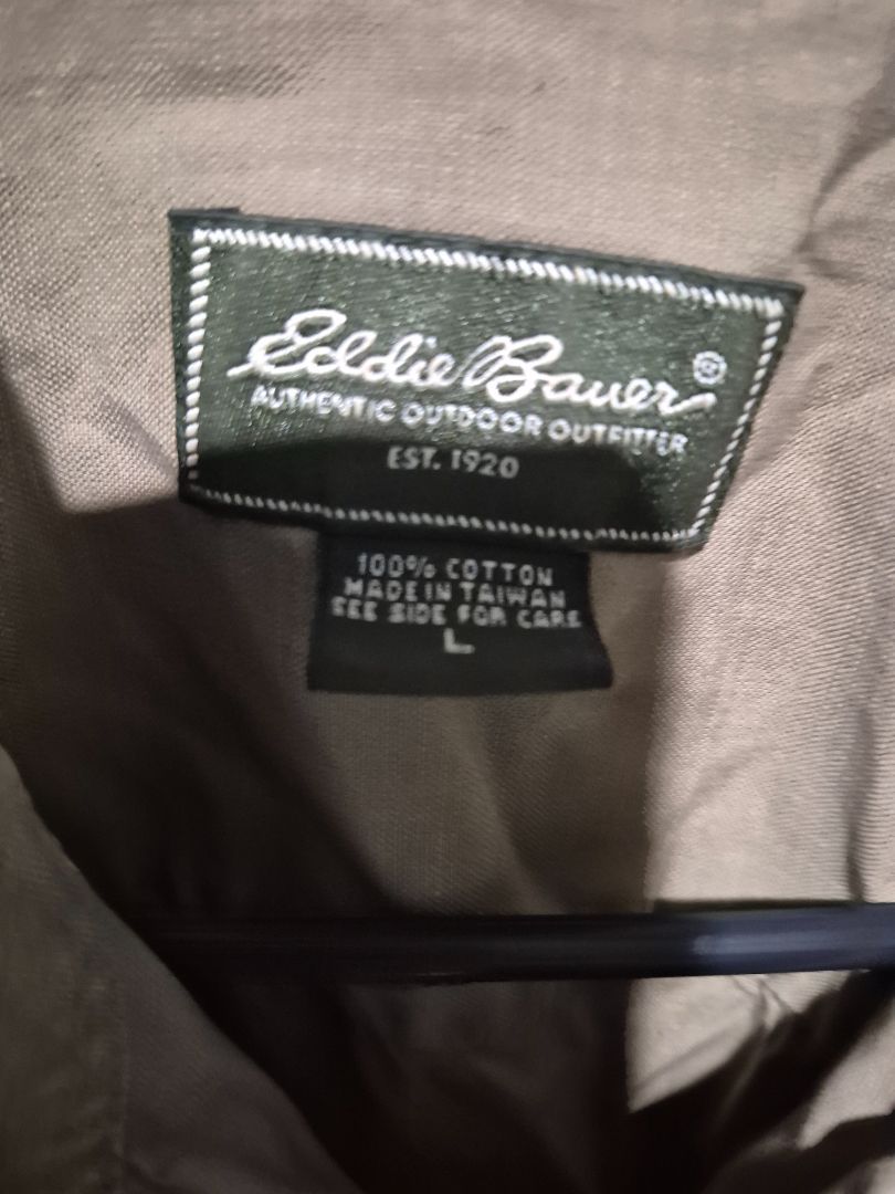 Tan Eddie Bauer Long Sleeve Button Shirt, L