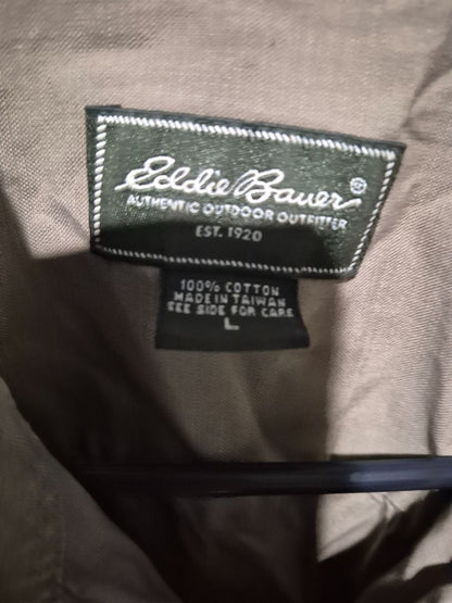 Tan Eddie Bauer Long Sleeve Button Shirt, L