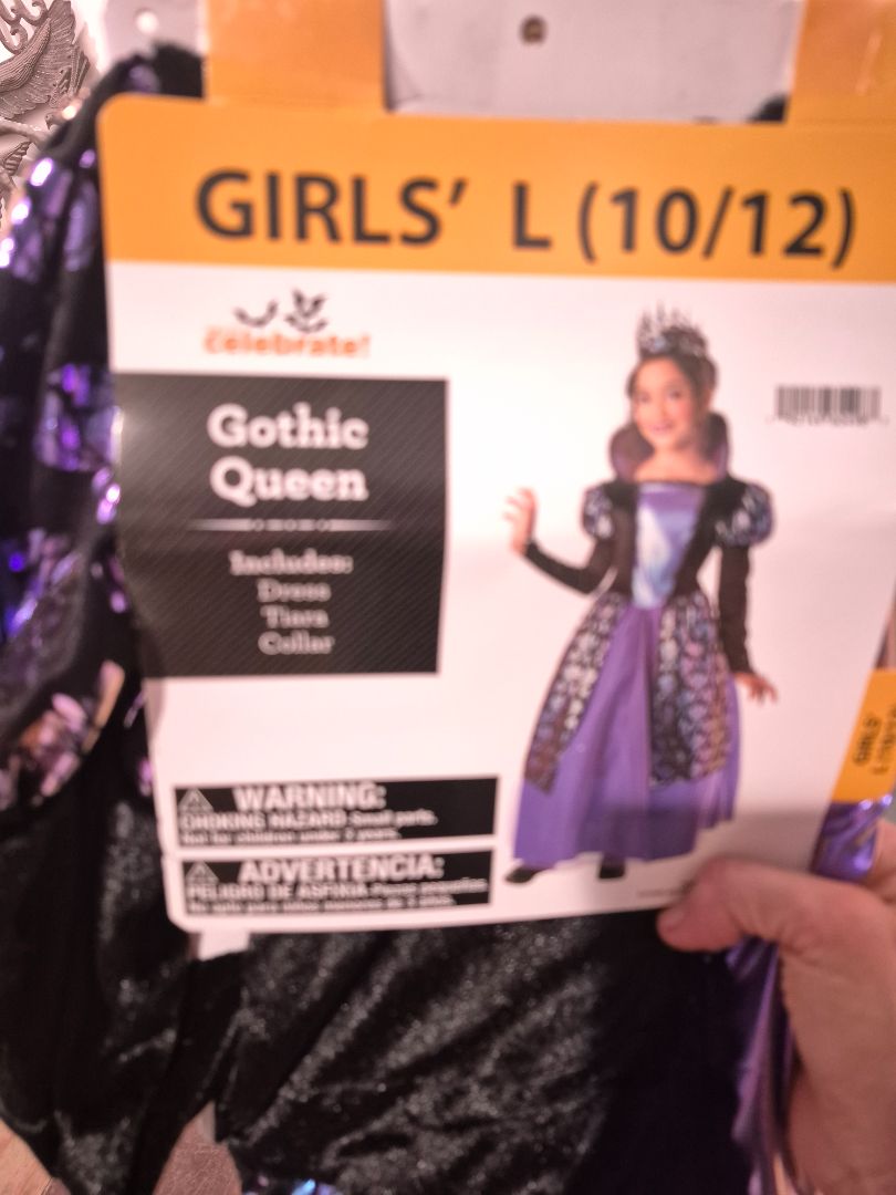 Purple Wal-Mart Gothic Queen Costume, Girls' Large (10/12)