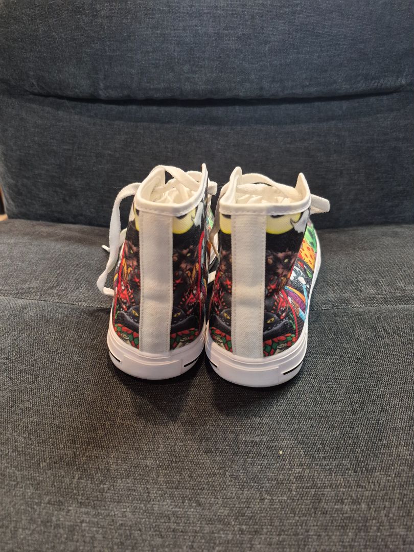 Jack Skellington & Sally the Nightmare  Nightmare Before Christmas High Top Sneakers, 40 / 7.5 Mens