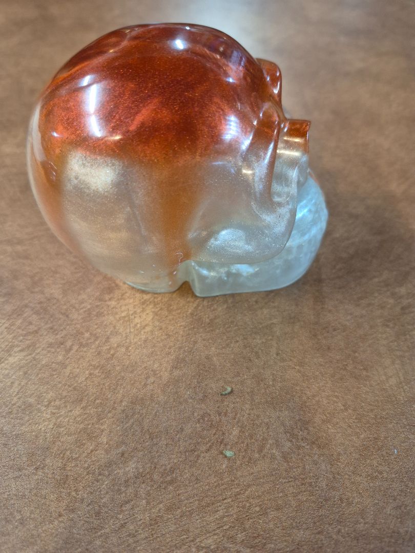 Pearl White & Red Handmade Resin Skull Decoration, 3" × 4" × 3"