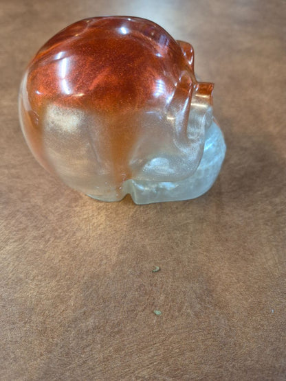 Pearl White & Red Handmade Resin Skull Decoration, 3" × 4" × 3"