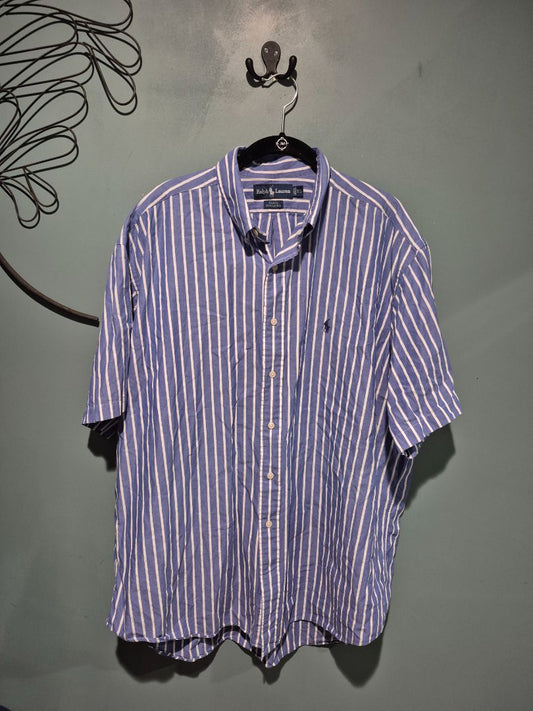 Blue Pin Strip Ralph Lauren Short Sleeve Button Down, XL
