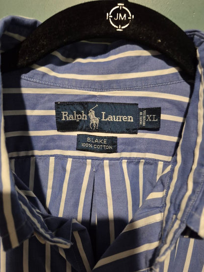 Blue Pin Strip Ralph Lauren Short Sleeve Button Down, XL