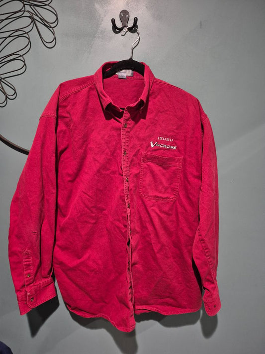 Burgundy IZUZU VehiCROSS Button Down Work Shirt, XL