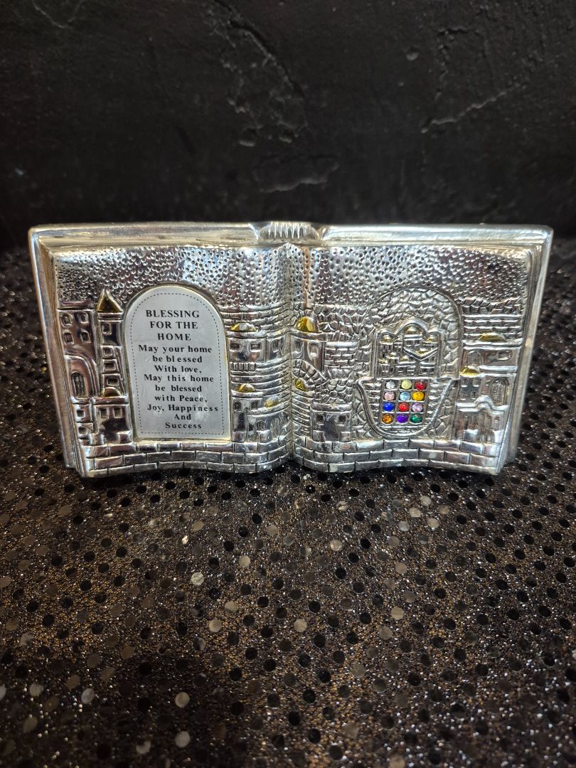 Silver-plated Amy Jerusalem Home Blessings Sign, 6.25" × 3"