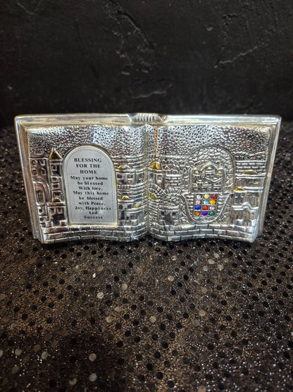 Silver-plated Amy Jerusalem Home Blessings Sign, 6.25" × 3"