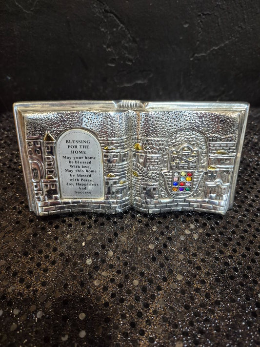 Silver-plated Amy Jerusalem Home Blessings Sign, 6.25" × 3"