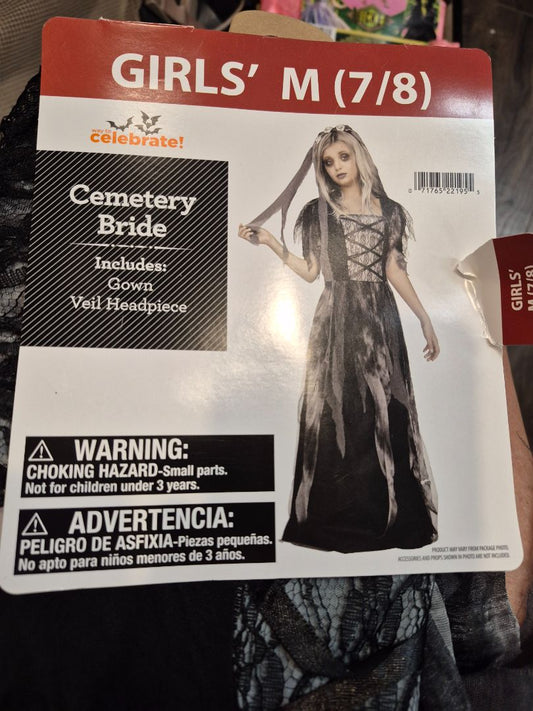 Girls' Cemetery Bride Costume, Girls' M (7/8)