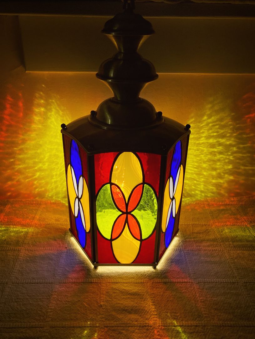 multi  Stained Glass Lamp Moroccan Swag Style
