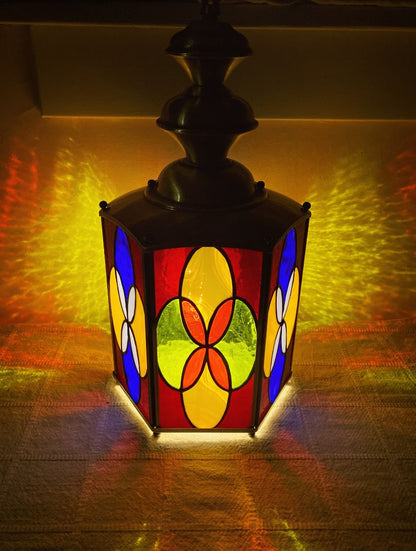 multi  Stained Glass Lamp Moroccan Swag Style