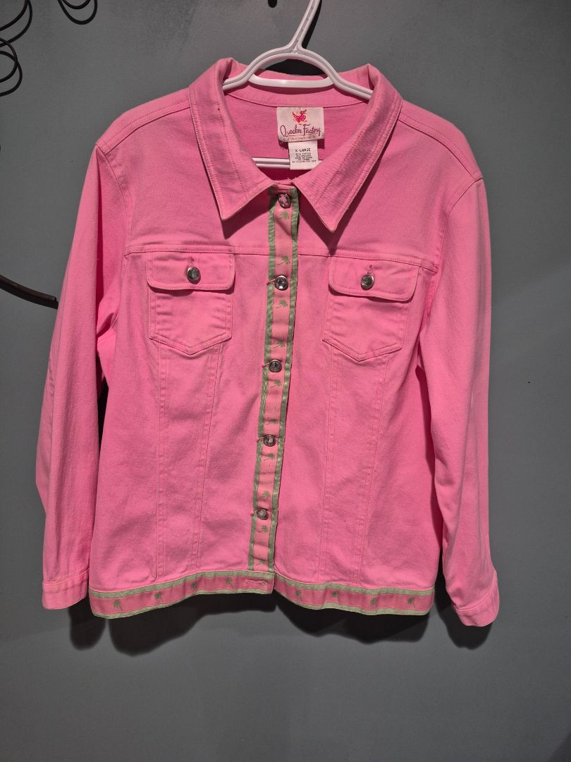Pink Quacker Factory Denim Jacket, XL