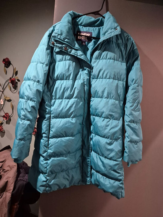 Teal Lands' End Puffer Jacket, L