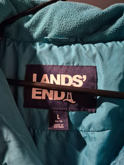 Teal Lands' End Puffer Jacket, L