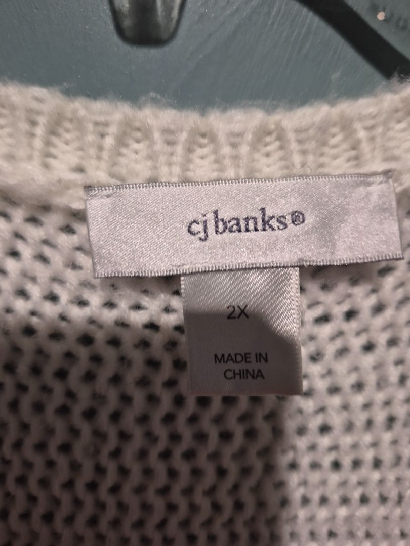 White & Gray CJ Banks Open Cardigan, 2x