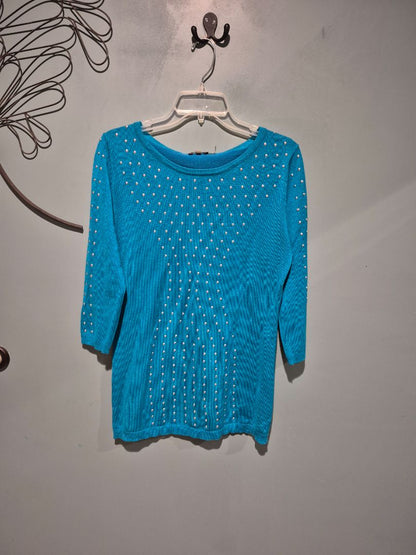 Teal Vila Milano Sweater With metal embellishment